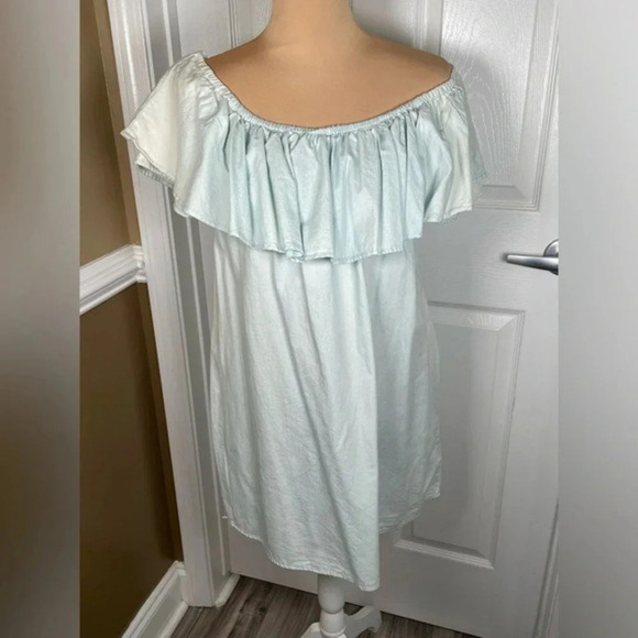 Paradise Off‎ The Shoulder Light Blue Ruffle Dress Small - Picture 5 of 7